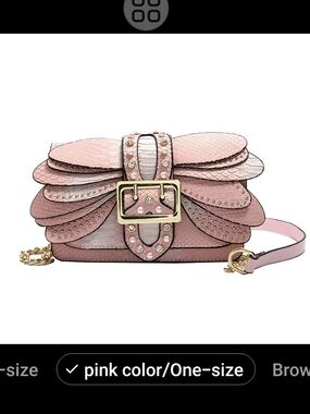 Pink Women's Wing-Detail Crossbody Bag with Gold Buckle